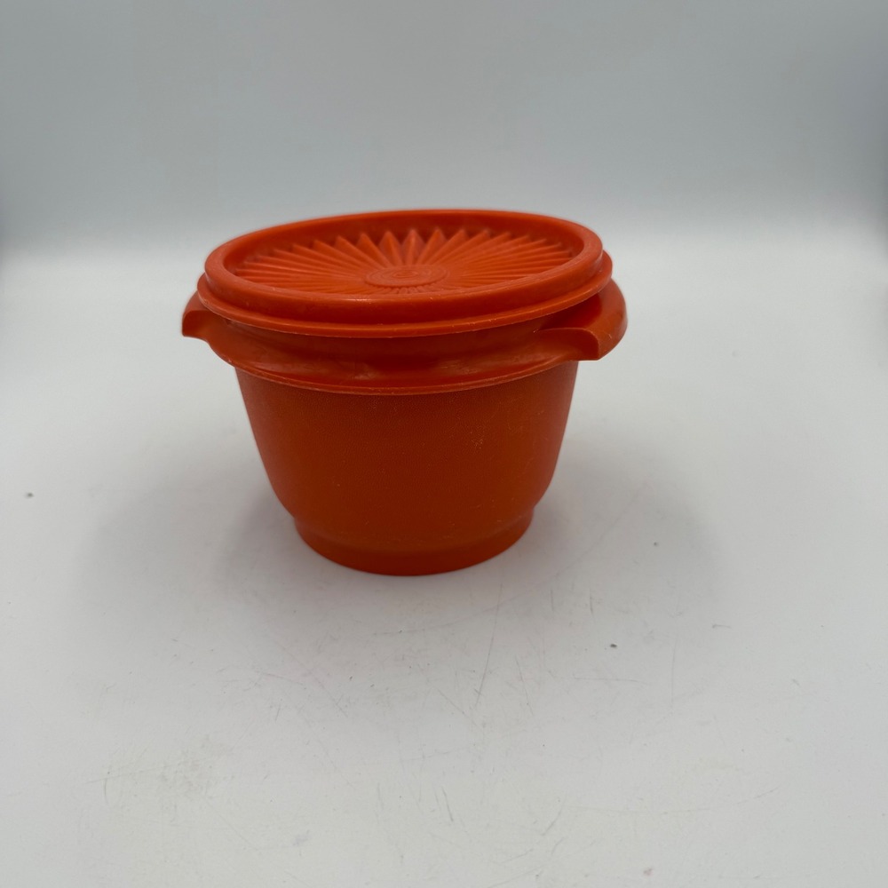 Vintage Tupperware Orange Servalier Bowl with Sunburst Lid 886-35 812-25 USA